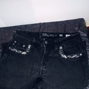 Miss Me Black Sequin Jean Capris Women's Size 28